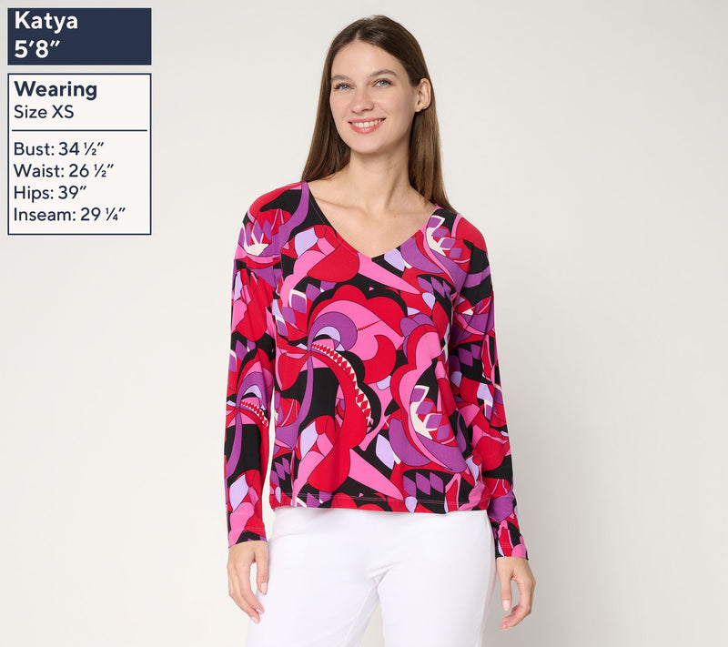 Women with Control Printed Como Jersey Top — View 3