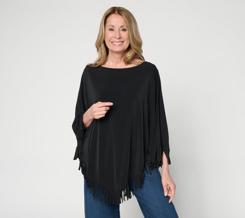 Women with Control Como Jersey Fringe Poncho — View 9