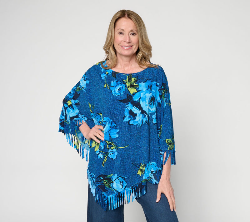 Women with Control Como Jersey Fringe Poncho — View 5