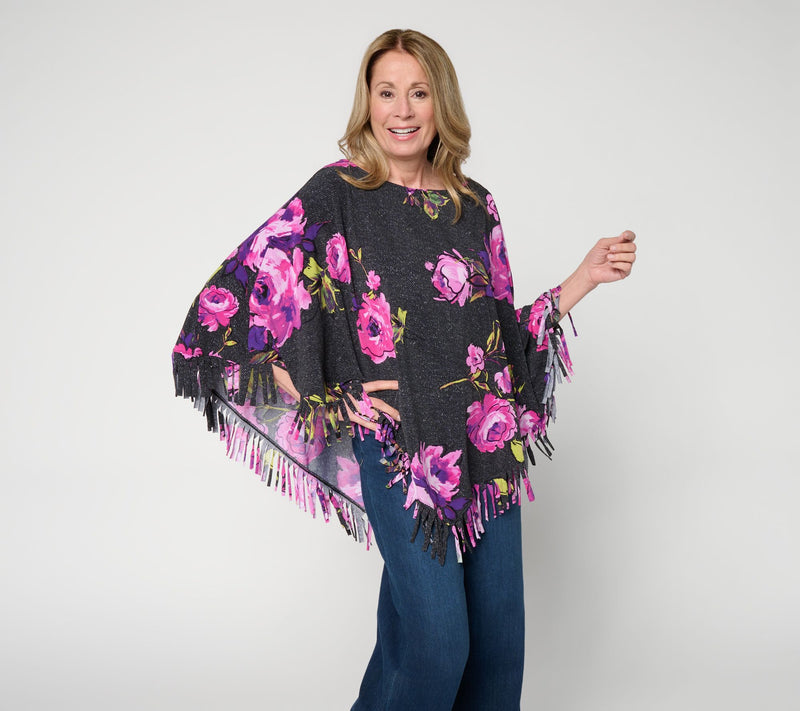 Women with Control Como Jersey Fringe Poncho — View 3