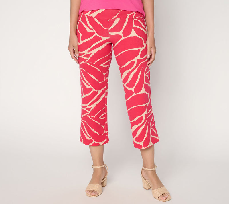 Women with Control Petite Printed Knit Crop Chic Contour Pant — View 12