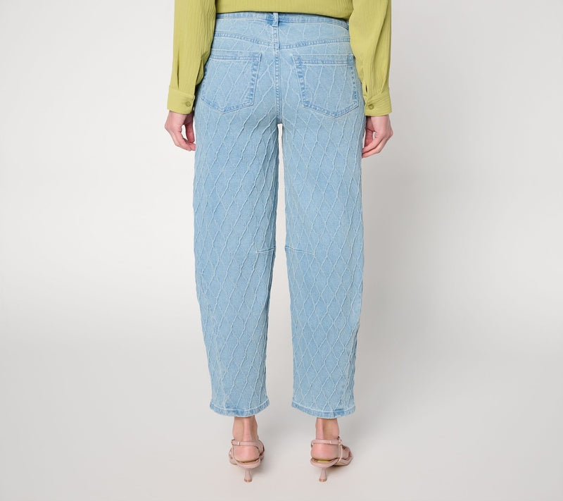 Women with Control Regular Full Length Jacquard Barrel Jeans — View 3