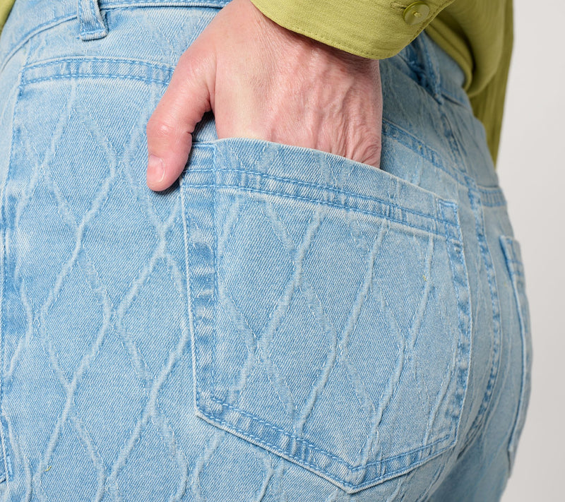Women with Control Petite Full Length Jacquard Barrel Jeans — View 5