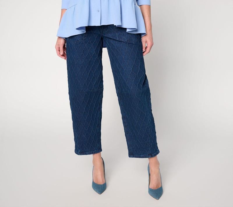 Women with Control Tall Full Length Jacquard Barrel Jeans — View 9