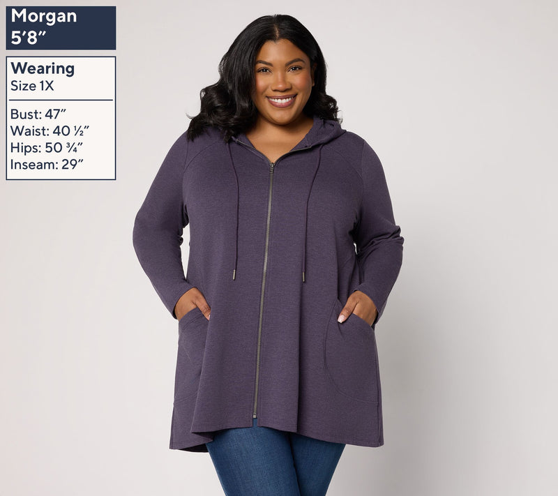 LOGO by Lori Goldstein Regular Zip Front Hoodie with Pockets — View 4