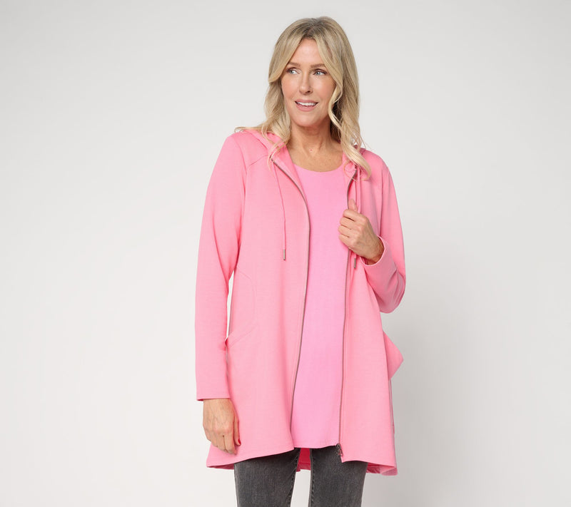 LOGO by Lori Goldstein Regular Zip Front Hoodie with Pockets — View 3