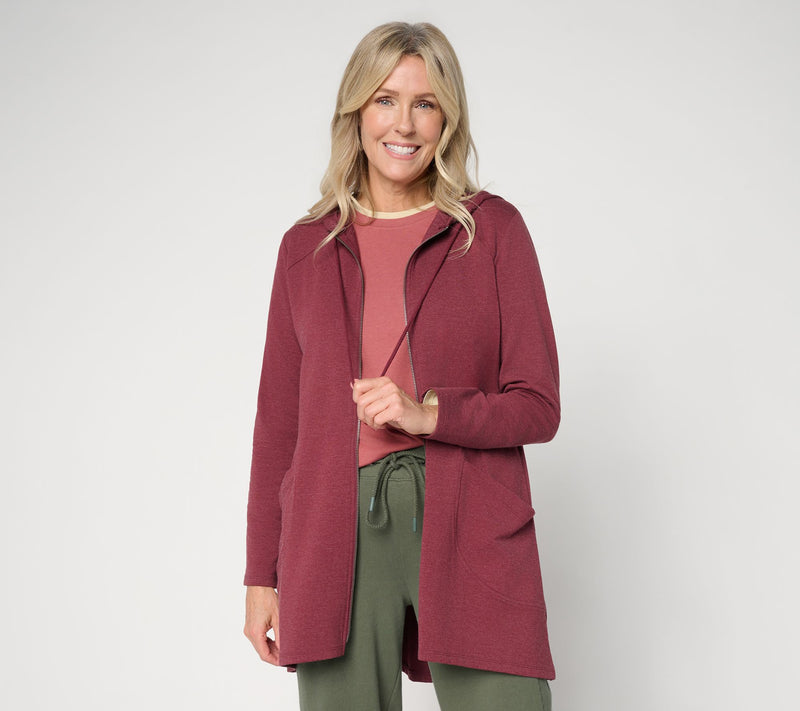 LOGO by Lori Goldstein Regular Zip Front Hoodie with Pockets — View 18