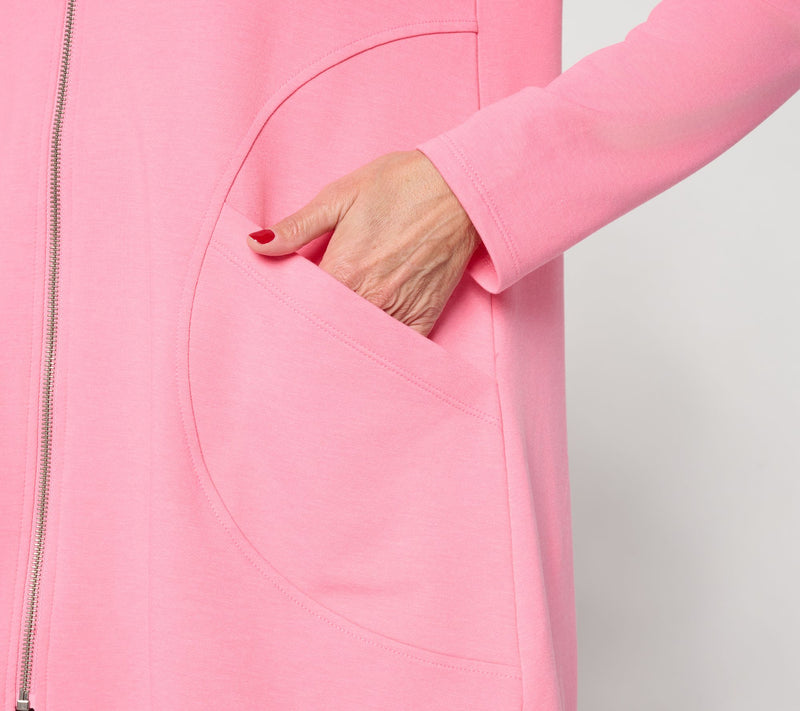 LOGO by Lori Goldstein Petite Zip Front Hoodie with Pockets — View 8