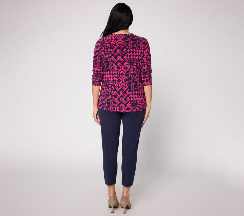 Women with Control Regular Printed Top and Solid Pant Knit Set — View 12