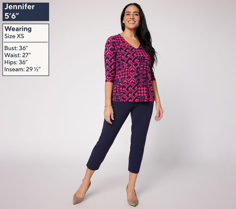 Women with Control Regular Printed Top and Solid Pant Knit Set — View 11