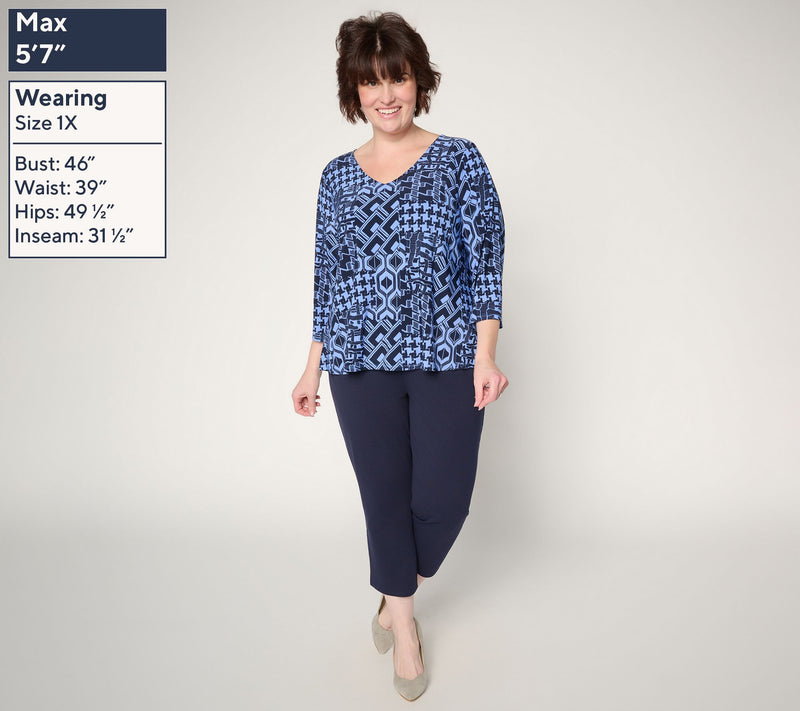 Women with Control Regular Printed Top and Solid Pant Knit Set — View 10
