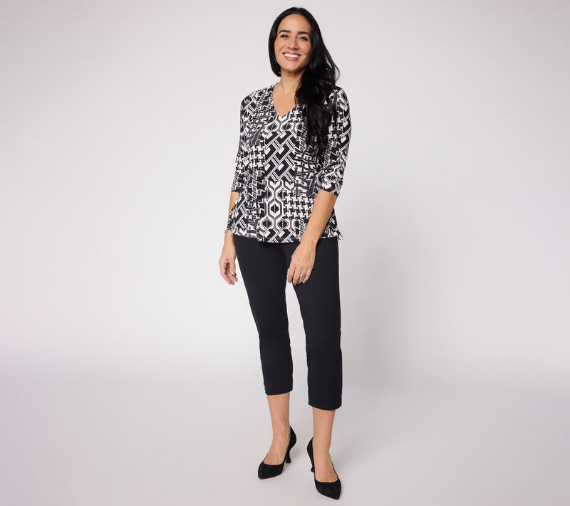 Women with Control Regular Printed Top and Solid Pant Knit Set — View 9