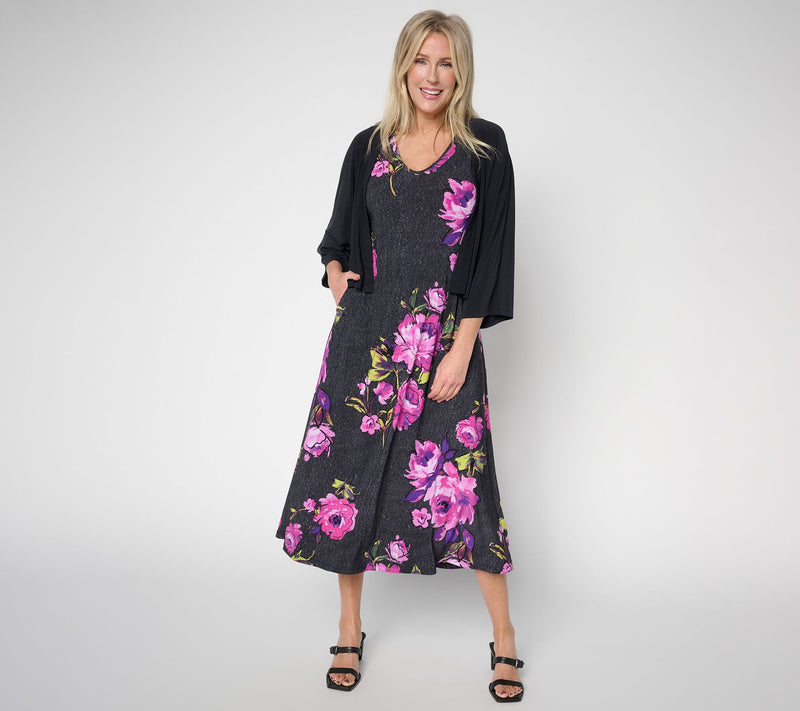 Women with Control Regular Como Jersey Midi Dress & Topper Set — View 3