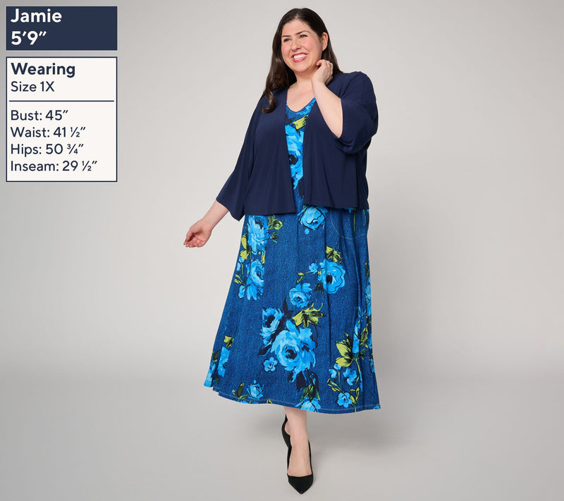 Women with Control Petite Como Jersey Midi Dress & Topper Set — View 8
