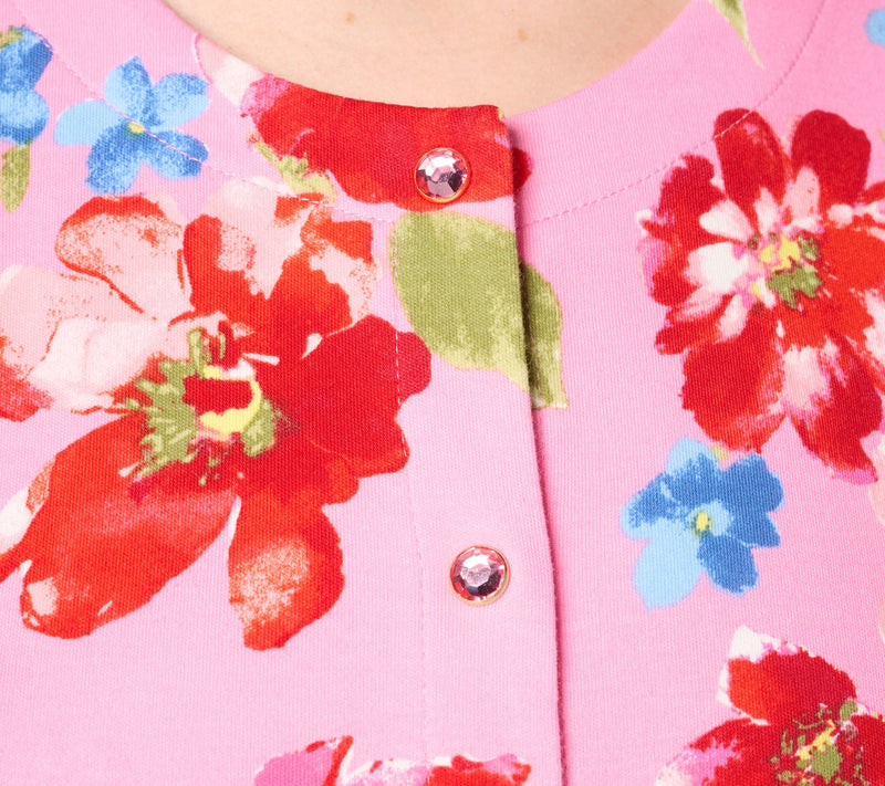 Quacker Factory Floret Printed 3/4 Sleeve Cardigan — View 6