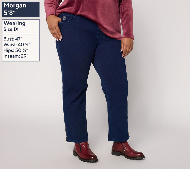 Quacker Factory Regular DreamJeannes Glam Zipper Ankle Pant — View 2