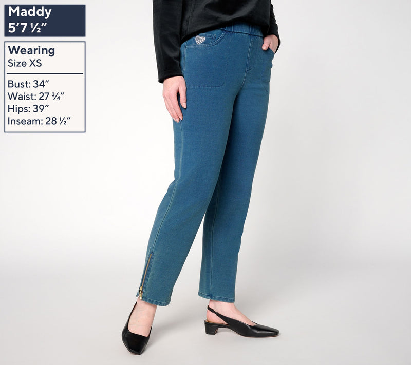 Quacker Factory Regular DreamJeannes Glam Zipper Ankle Pant — View 3