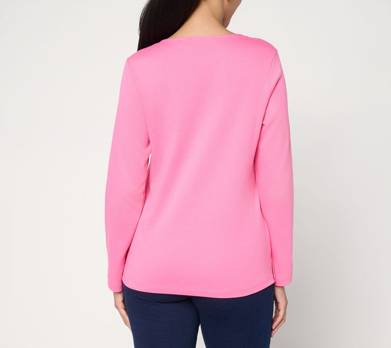 Quacker Factory Be Mine V-Neck Long Sleeve Top — View 3