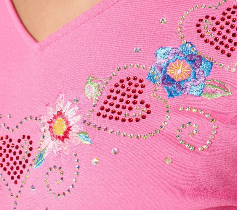 Quacker Factory Be Mine V-Neck Long Sleeve Top — View 5