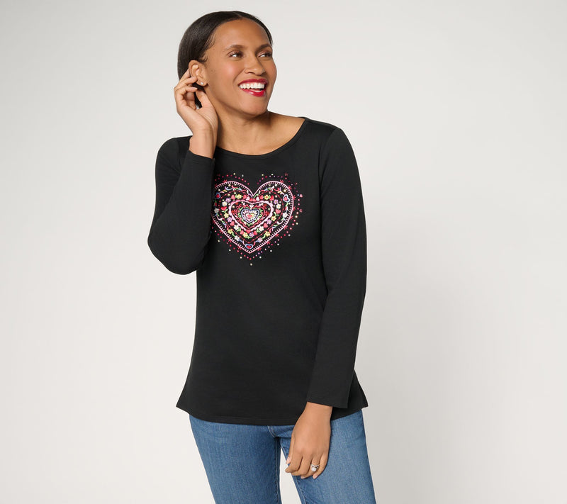 Quacker Factory Sweetie Pie Bateau-Neck Long-Sleeve Top — View 10