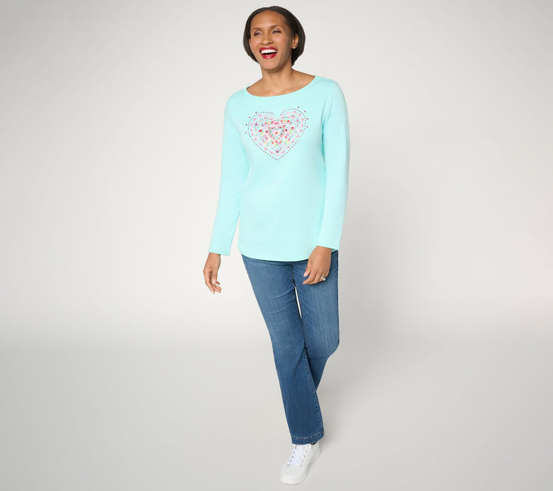 Quacker Factory Sweetie Pie Bateau-Neck Long-Sleeve Top — View 5