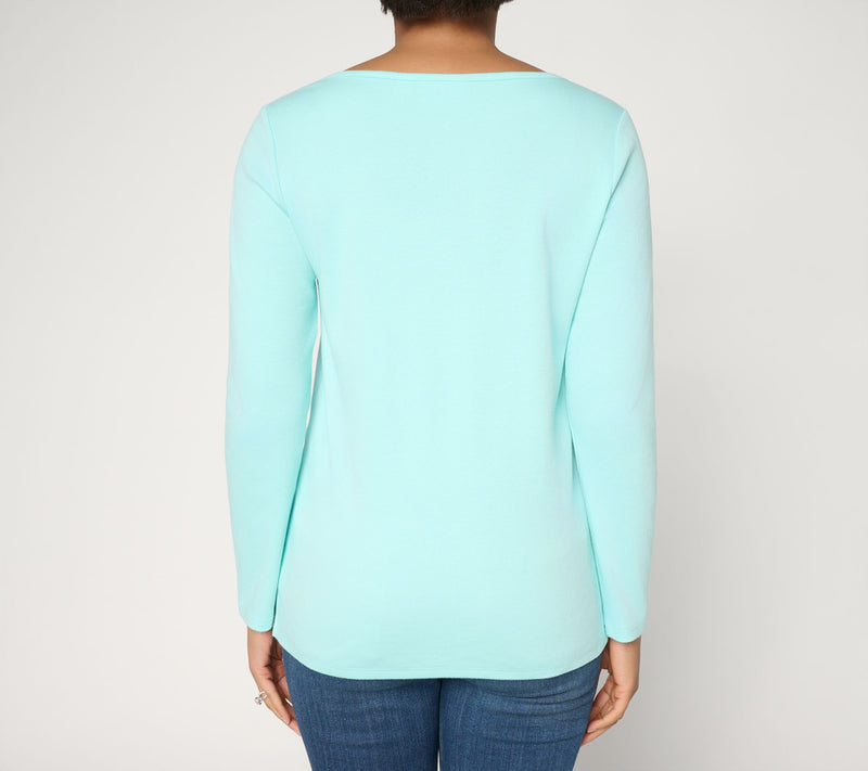 Quacker Factory Sweetie Pie Bateau-Neck Long-Sleeve Top — View 4