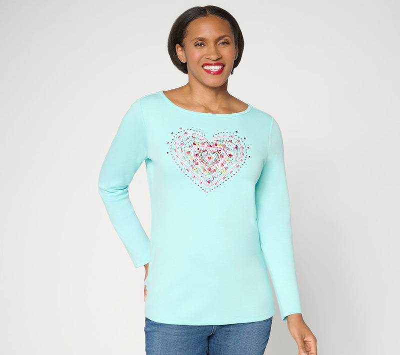 Quacker Factory Sweetie Pie Bateau-Neck Long-Sleeve Top — View 12