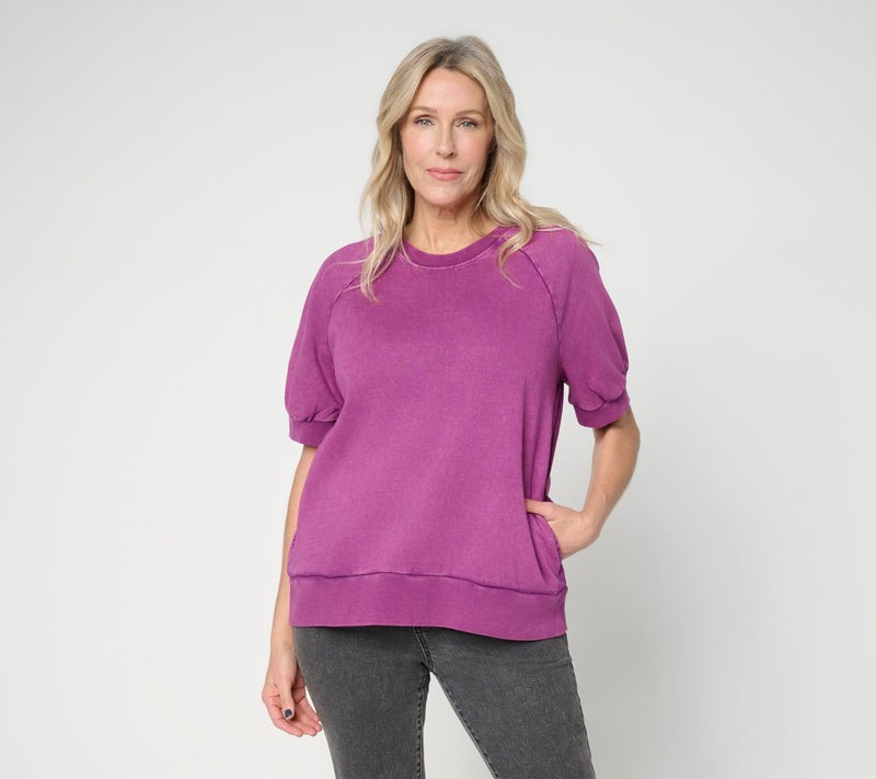LOGO Lounge by Lori Goldstein Overdye Short Sleeve Sweatshirt — Main view