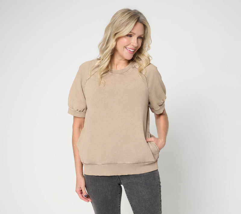 LOGO Lounge by Lori Goldstein Overdye Short Sleeve Sweatshirt — View 12