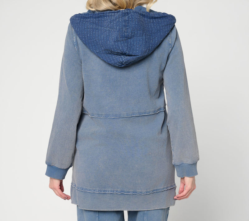 LOGO Lounge by Lori Goldstein Overdye Zip Front Hoodie — View 4