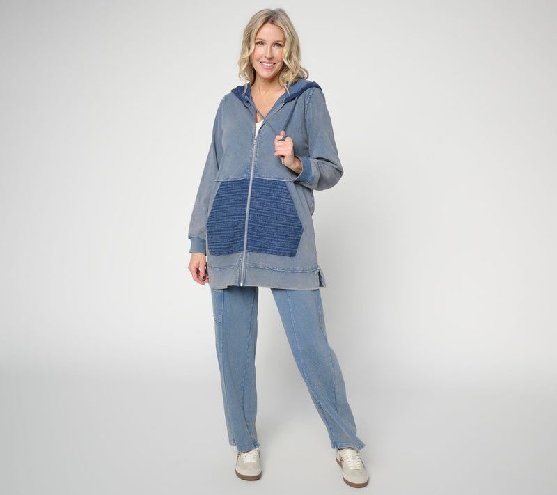 LOGO Lounge by Lori Goldstein Overdye Zip Front Hoodie — View 5