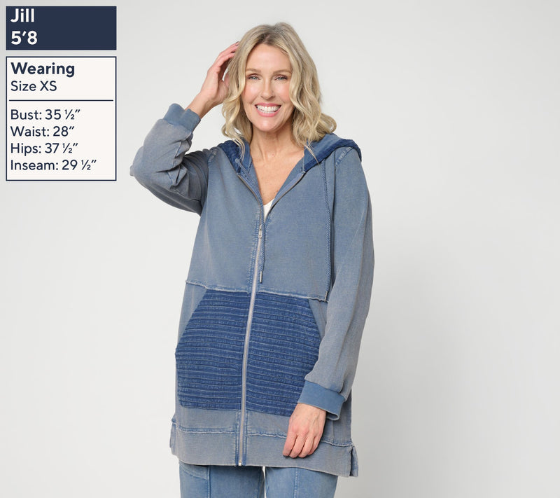 LOGO Lounge by Lori Goldstein Overdye Zip Front Hoodie — View 3