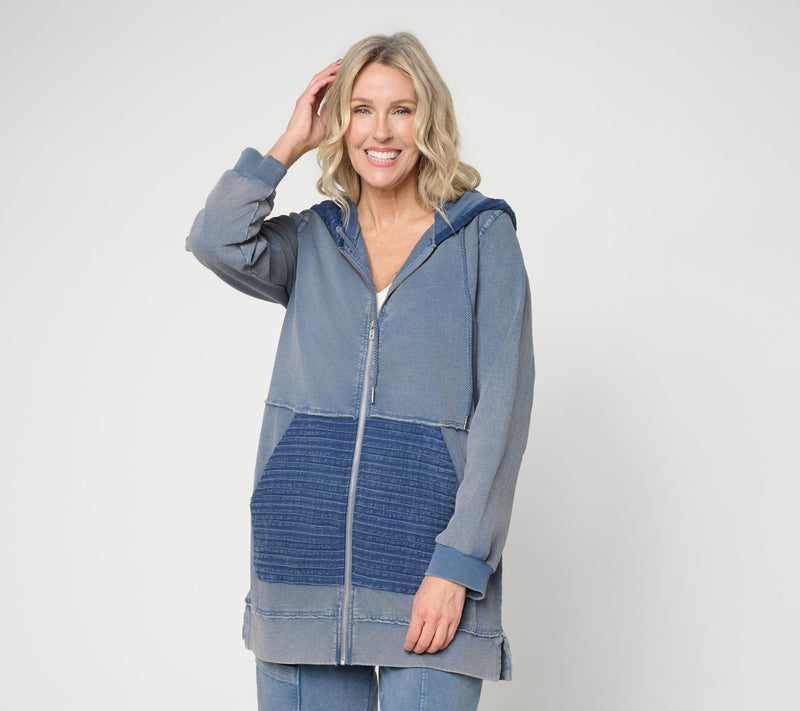 LOGO Lounge by Lori Goldstein Overdye Zip Front Hoodie — Main view