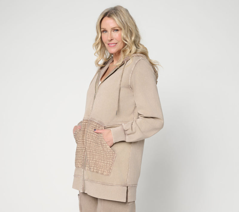 LOGO Lounge by Lori Goldstein Overdye Zip Front Hoodie — View 13