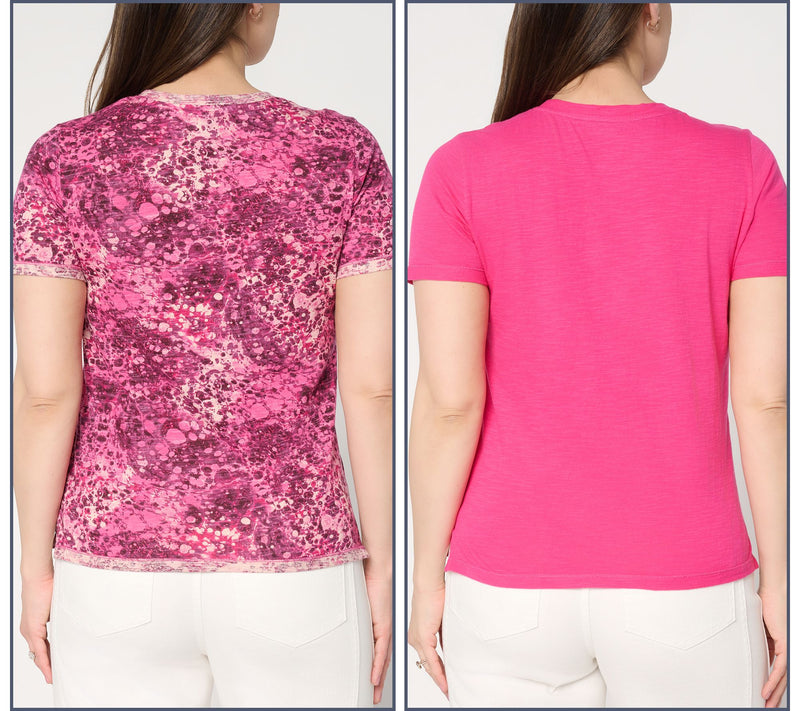 LOGO Principles by Lori Goldstein 2 Pack Solid and Printed Tee — View 12