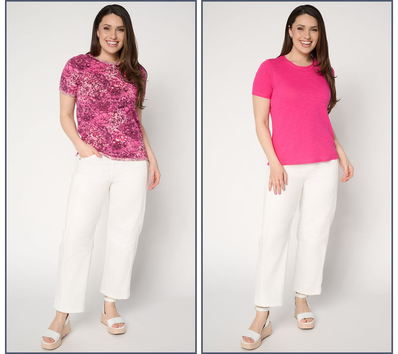 LOGO Principles by Lori Goldstein 2 Pack Solid and Printed Tee — View 13
