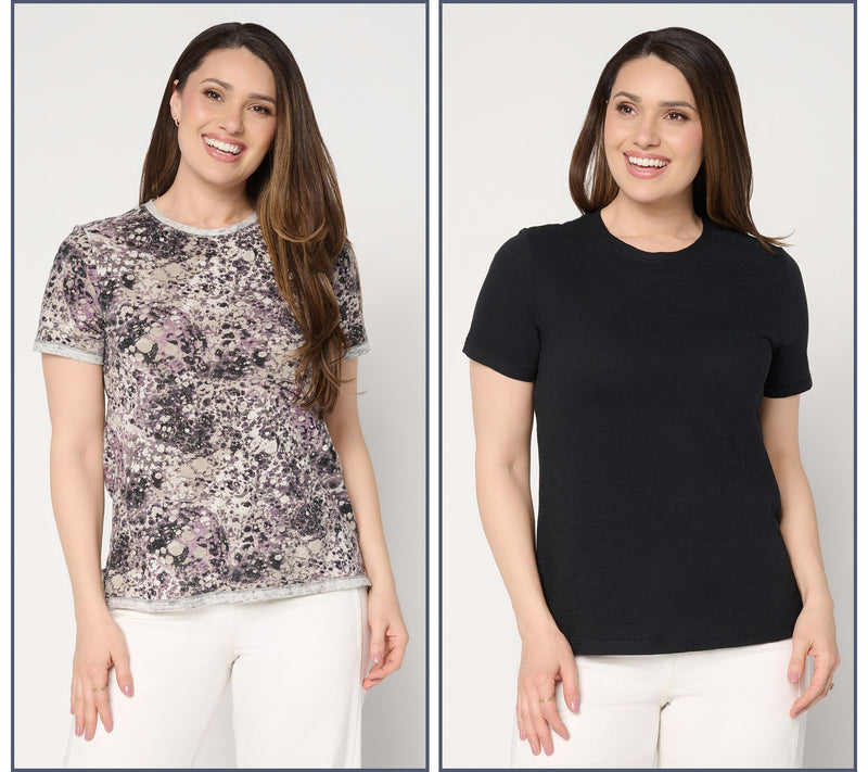 LOGO Principles by Lori Goldstein 2 Pack Solid and Printed Tee — View 7