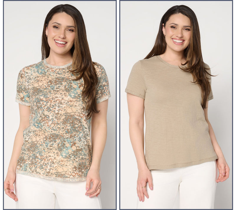 LOGO Principles by Lori Goldstein 2 Pack Solid and Printed Tee — View 5