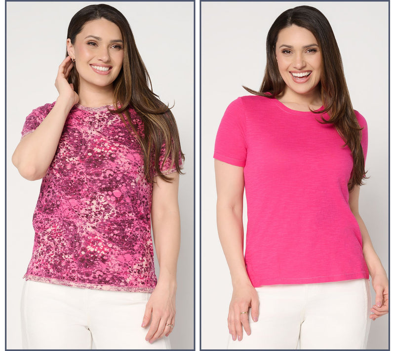 LOGO Principles by Lori Goldstein 2 Pack Solid and Printed Tee — View 3