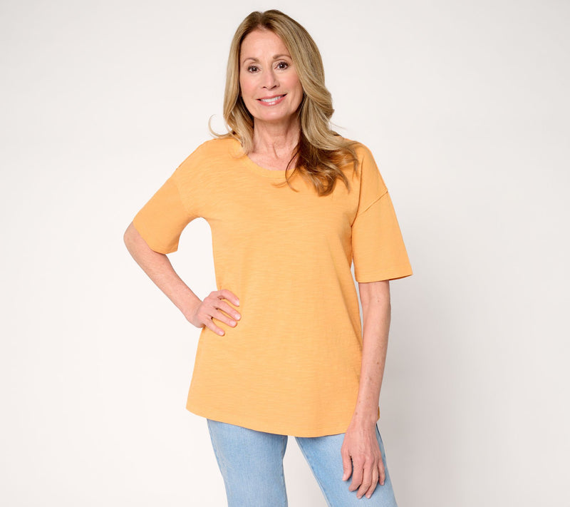 LOGO Principles by Lori Goldstein Short Sleeve Scoop Neck Top — Main view
