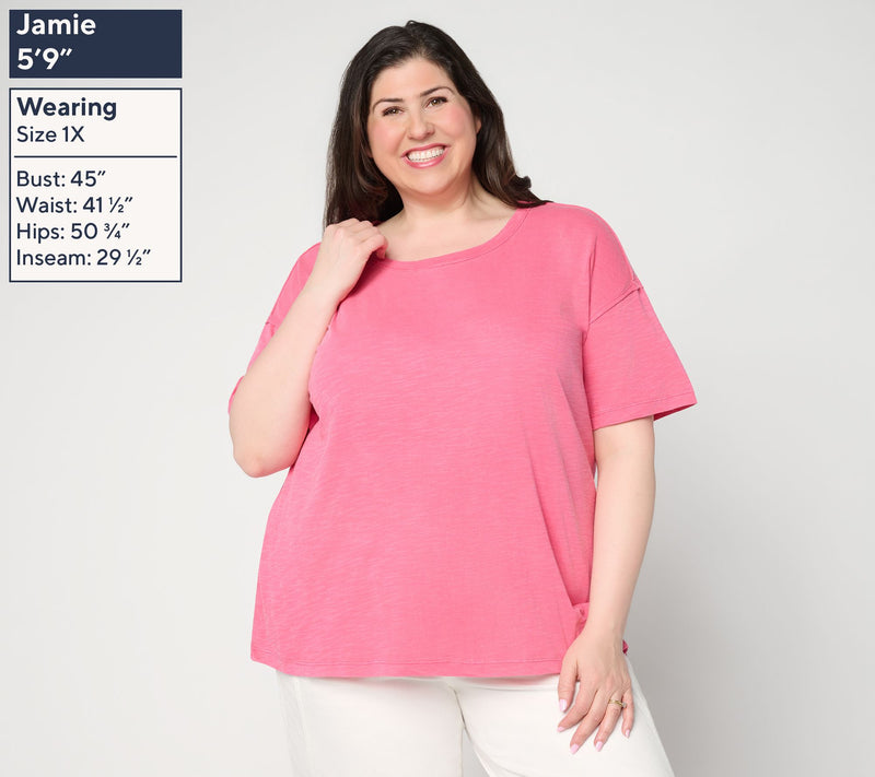 LOGO Principles by Lori Goldstein Short Sleeve Scoop Neck Top — View 2