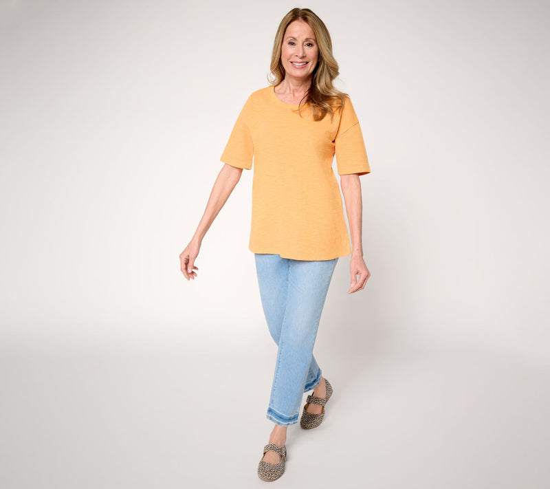 LOGO Principles by Lori Goldstein Short Sleeve Scoop Neck Top — View 5