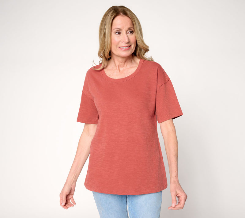 LOGO Principles by Lori Goldstein Short Sleeve Scoop Neck Top — View 18