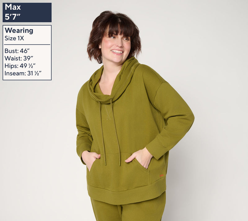 Peace Love World Long Sleeve Cowl Neck Pullover — View 2