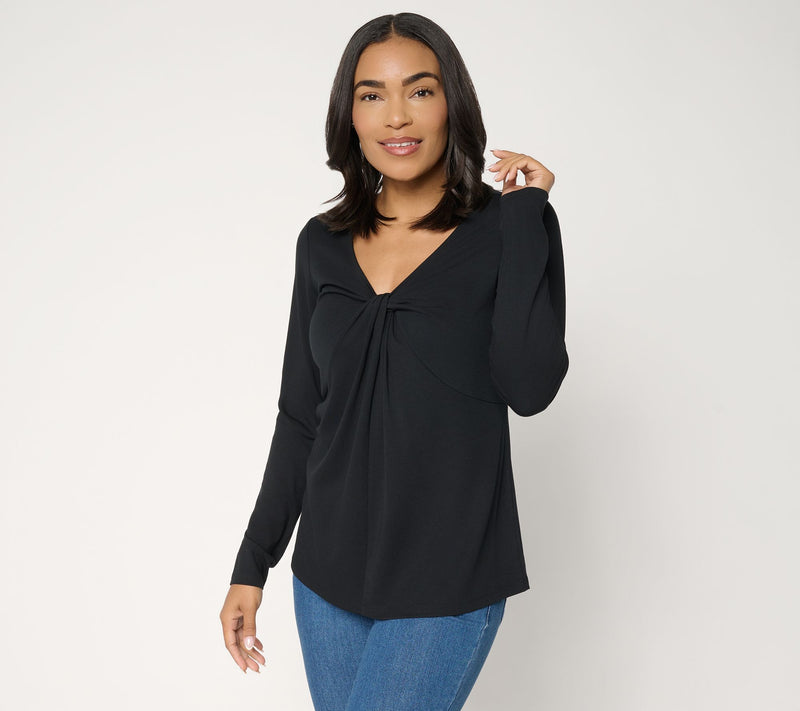 Mally Roncal V-Neck Love You Knot Knit Top — View 12