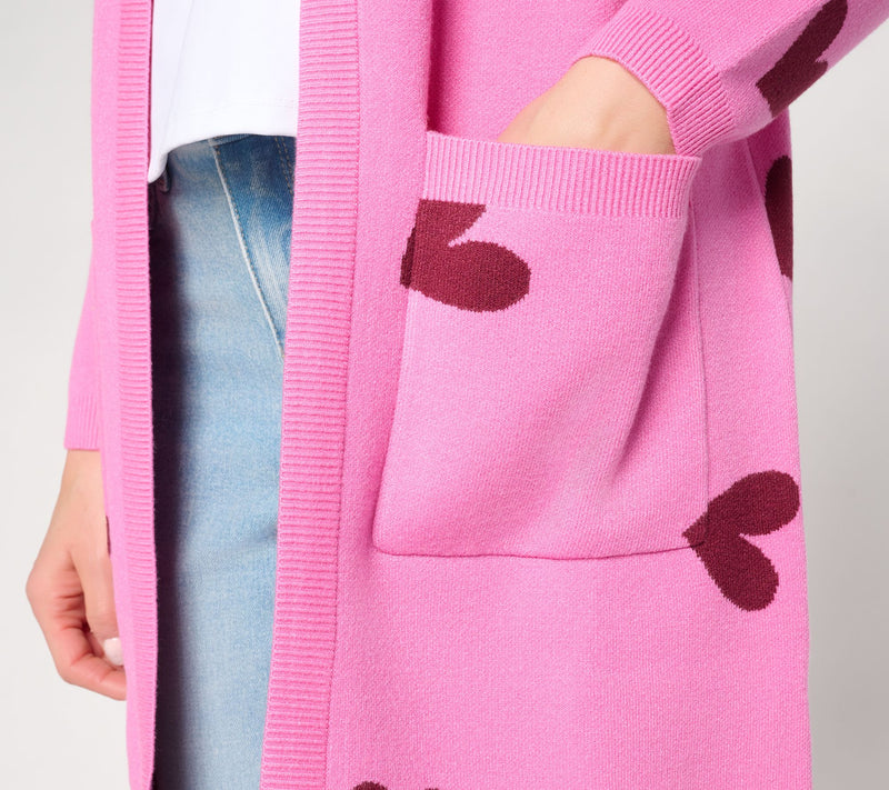 Mally Roncal Checkered Love Open Front Cardigan Sweater — View 6