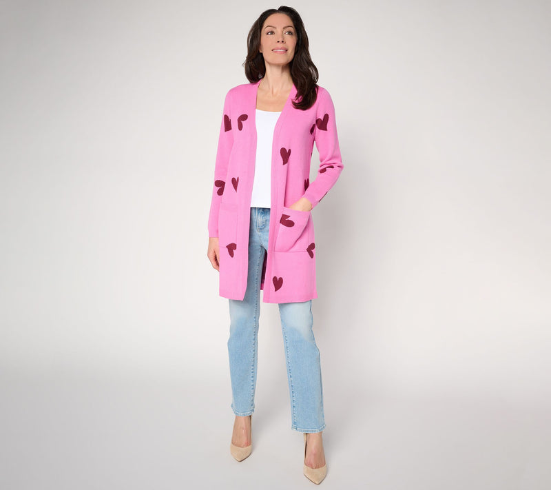 Mally Roncal Checkered Love Open Front Cardigan Sweater — View 5
