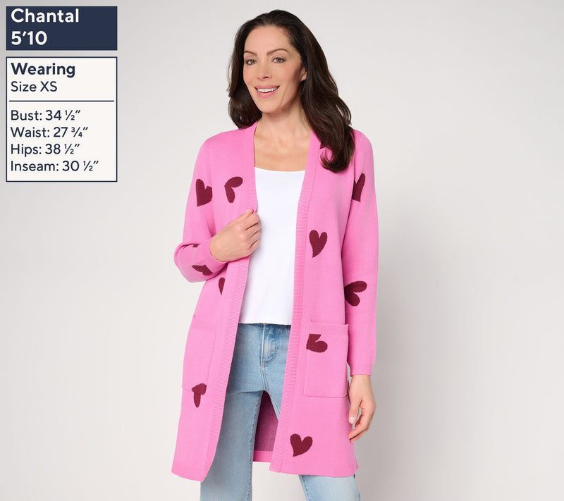 Mally Roncal Checkered Love Open Front Cardigan Sweater — View 3