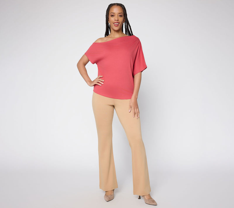 BEAUTIFUL by Lawrence Zarian Silky Ponte Flirty One Shoulder Top — View 5