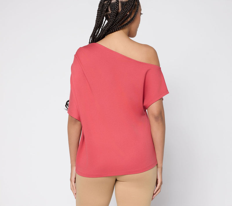 BEAUTIFUL by Lawrence Zarian Silky Ponte Flirty One Shoulder Top — View 4